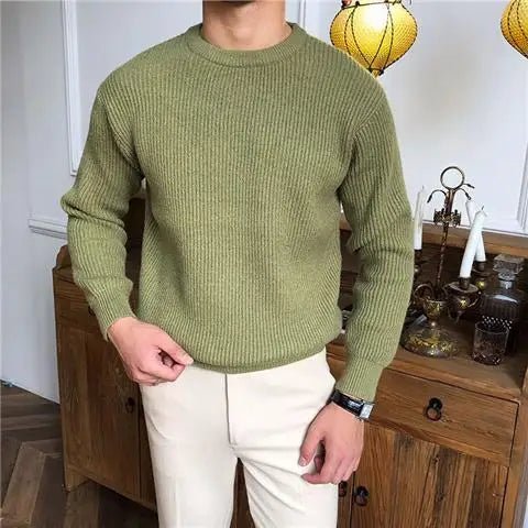 Men's Ribbed Crew Neck Sweater - Regular Fit for Smart Casual Wear 1