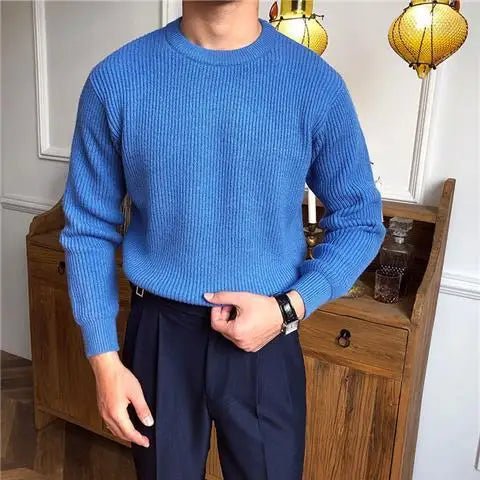 Men's Ribbed Crew Neck Sweater - Regular Fit for Smart Casual Wear 2