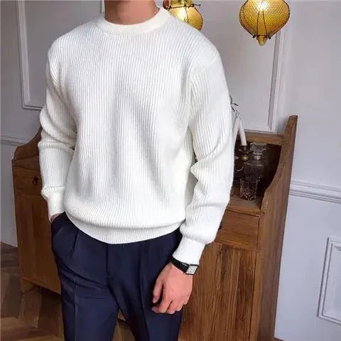 Men's Ribbed Crew Neck Sweater - Regular Fit for Smart Casual Wear 3