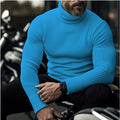 Men's Ribbed Knit Turtleneck Sweater with Fitted Long Sleeves 0