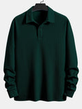 Men's Ribbed Long Sleeve Polo Shirt with Stretch Fit 0