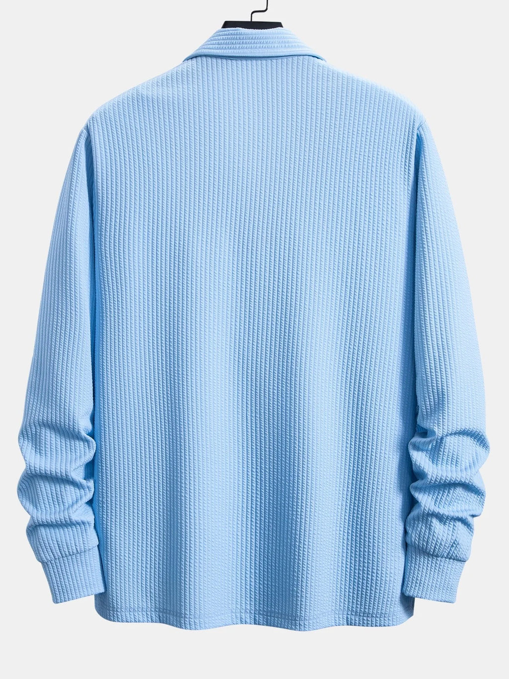 Men's Ribbed Long Sleeve Polo Shirt with Stretch Fit 5