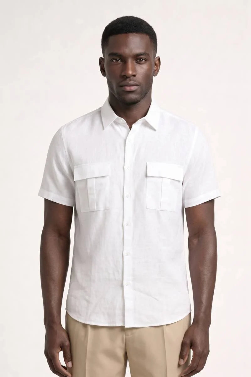Men's Short-Sleeved Utility Shirt with Flap Pockets 1