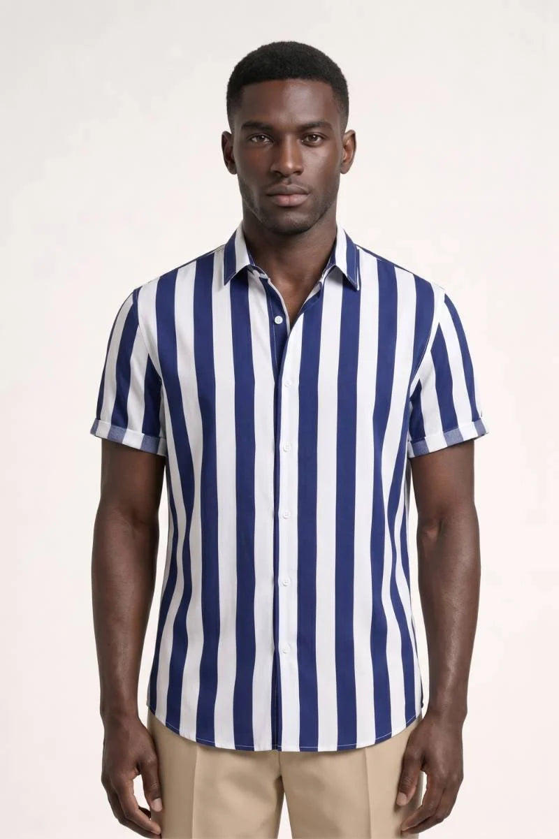 Men's Short Sleeve Printed Shirt with Resort Collar and Relaxed Fit 3