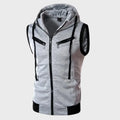 Men's Sleeveless Hooded Vest with Detachable Hood and Zip Pockets 0