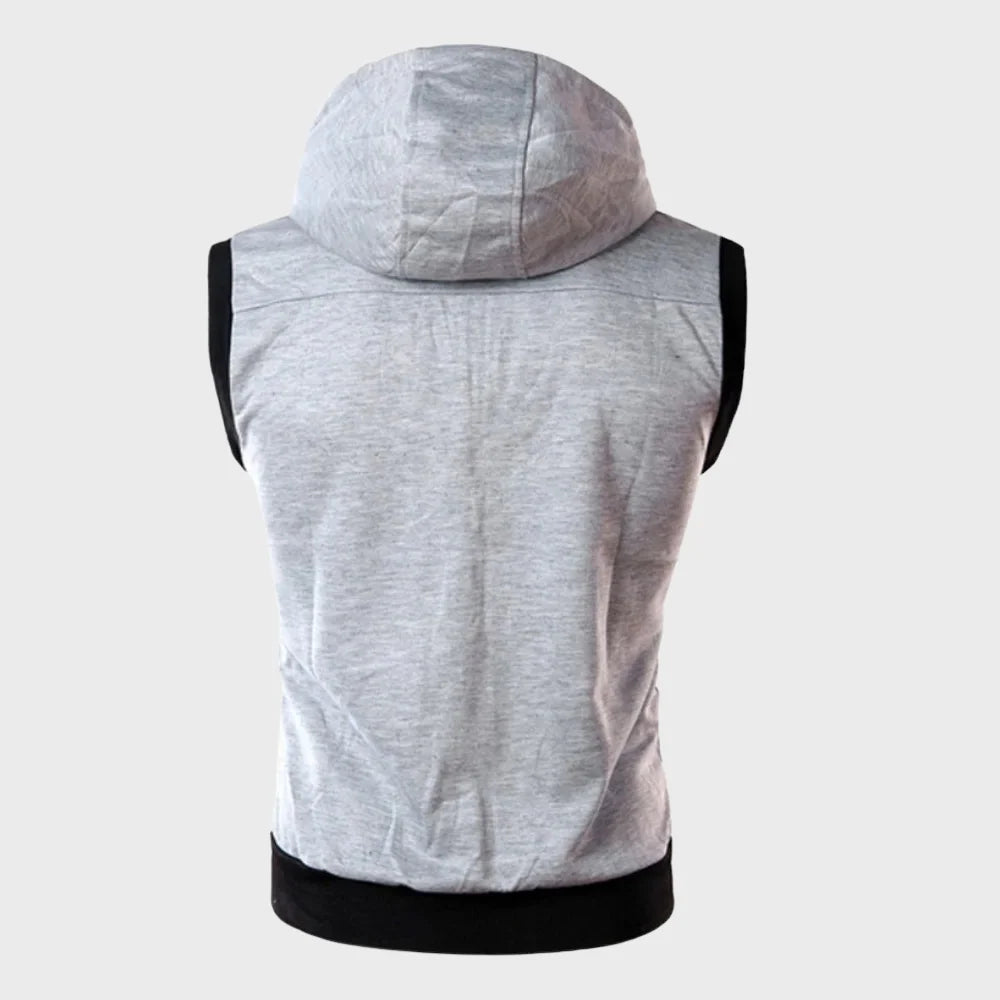Men's Sleeveless Hooded Vest with Detachable Hood and Zip Pockets 3