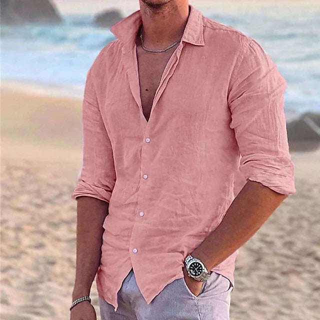 Men's Slim-Fit Lightweight Long-Sleeve Button-Down Shirt 0