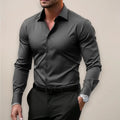 Men's Slim-Fit Long-Sleeve Button-Down Shirt for Work and Casual Wear 0