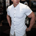 Men's Slim-Fit Short-Sleeve Button-Down Shirt for Warm Weather 0