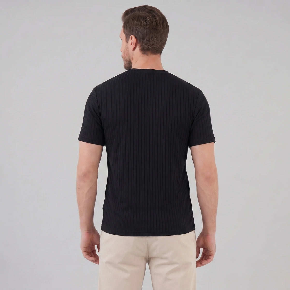 Men's Slim Fit Ribbed Crew Neck T-Shirt 1