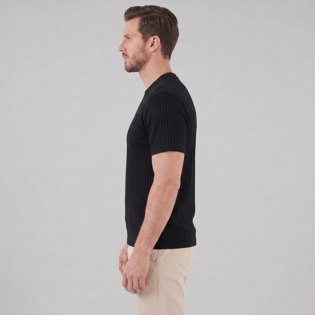 Men's Slim Fit Ribbed Crew Neck T-Shirt 6