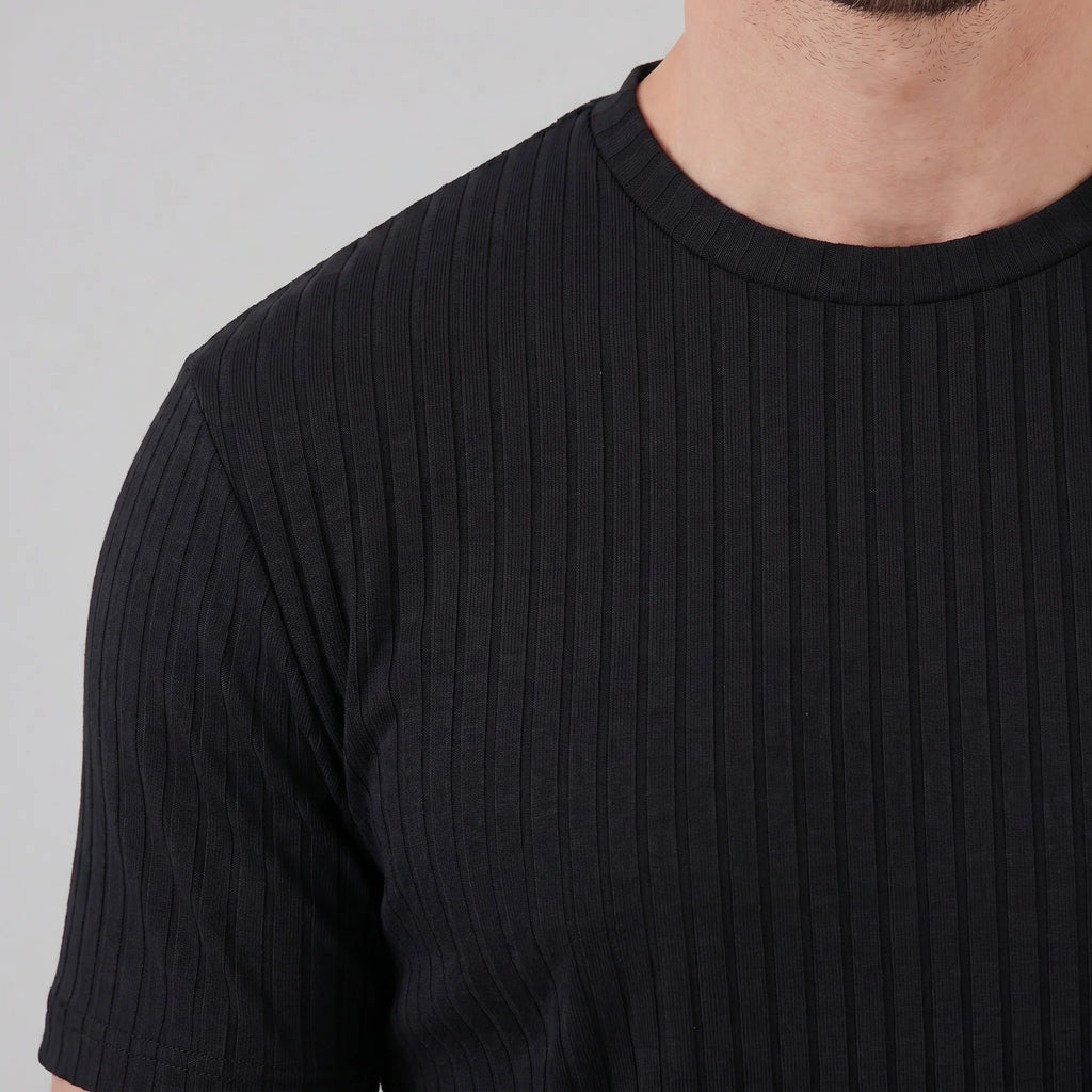 Men's Slim Fit Ribbed Crew Neck T-Shirt 7
