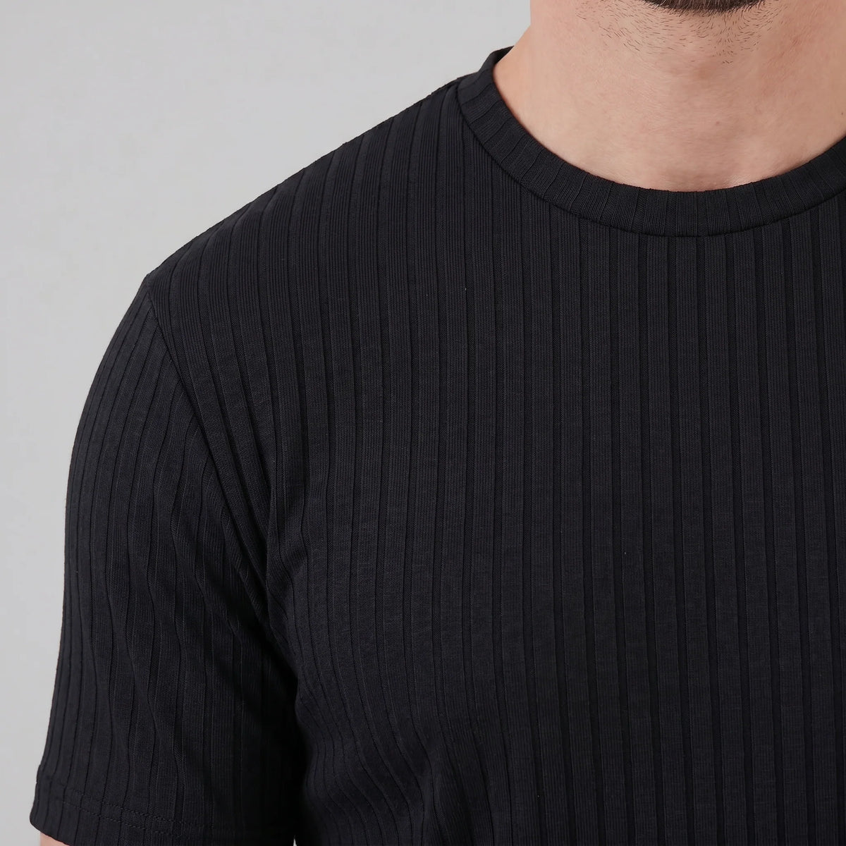 Men's Slim Fit Ribbed Crew Neck T-Shirt 7