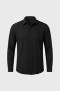 Men's Slim Fit Shirt with Textured Front Panels and Long Sleeves 0