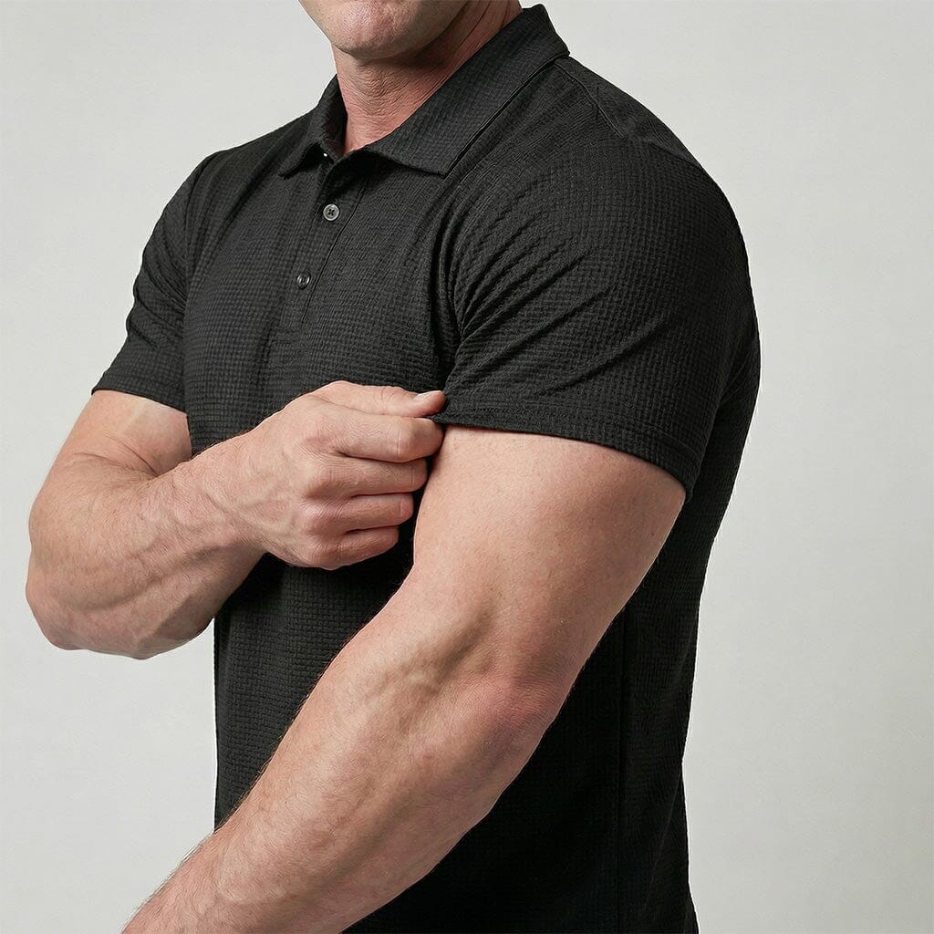 Men's Stretch Polo Shirt with Textured Finish and Classic Collar 2