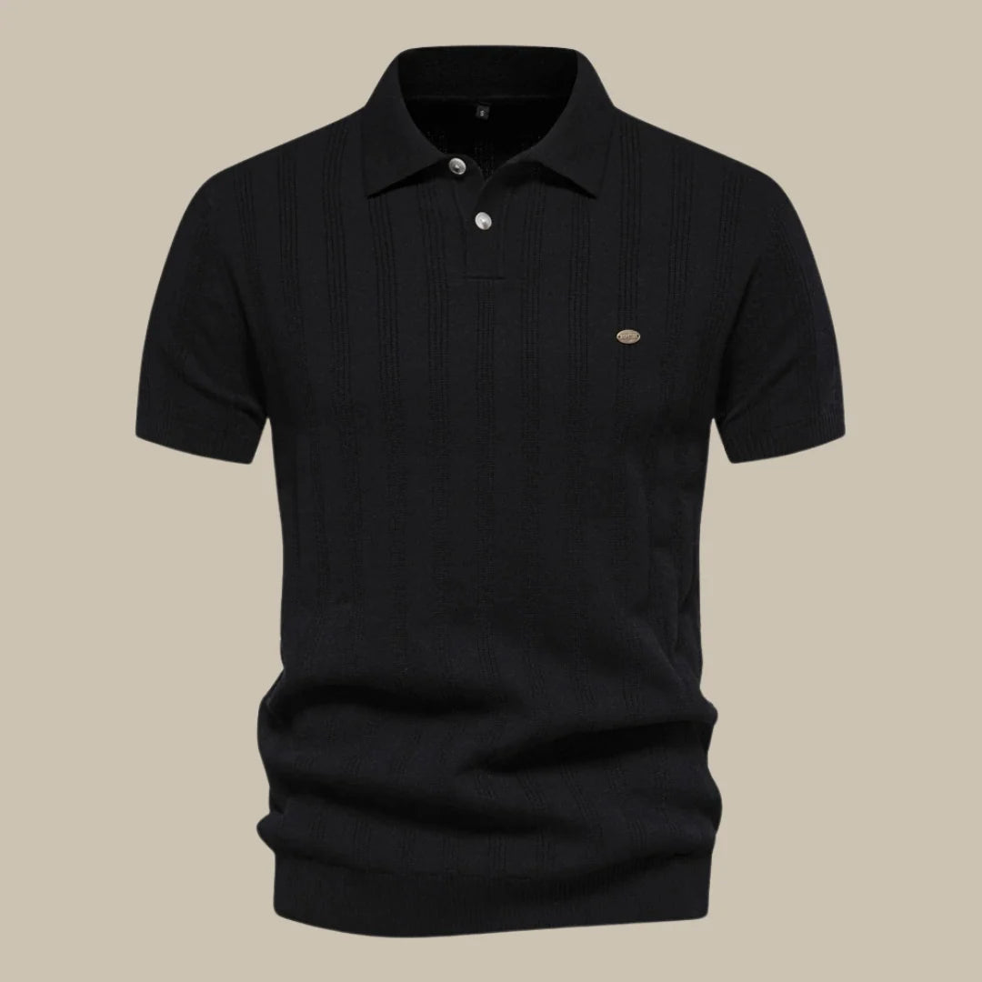 Men's Structured Knit Polo with Short Sleeves for Smart-Casual Wear 0