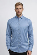 Men's Tailored Fit Shirt with Pointed Collar and Contrasting Buttons 0