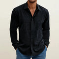 Men's Textured Long-Sleeve Shirt with Front Button Closure 0