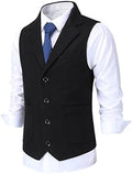 Men's Wool Tweed Waistcoat with Notched Lapels and Patch Pockets 0