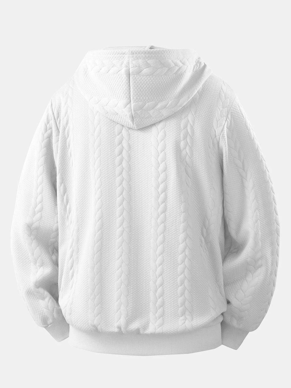 Men's Zip-Up Hoodie with Cable Jacquard Texture and Drawstring Hood 4