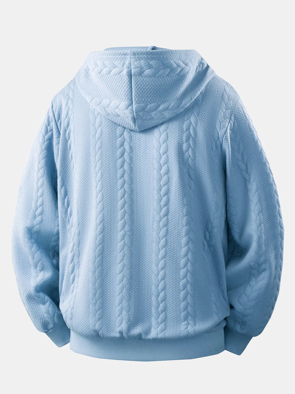 Men's Zip-Up Hoodie with Cable Jacquard Texture and Drawstring Hood 7