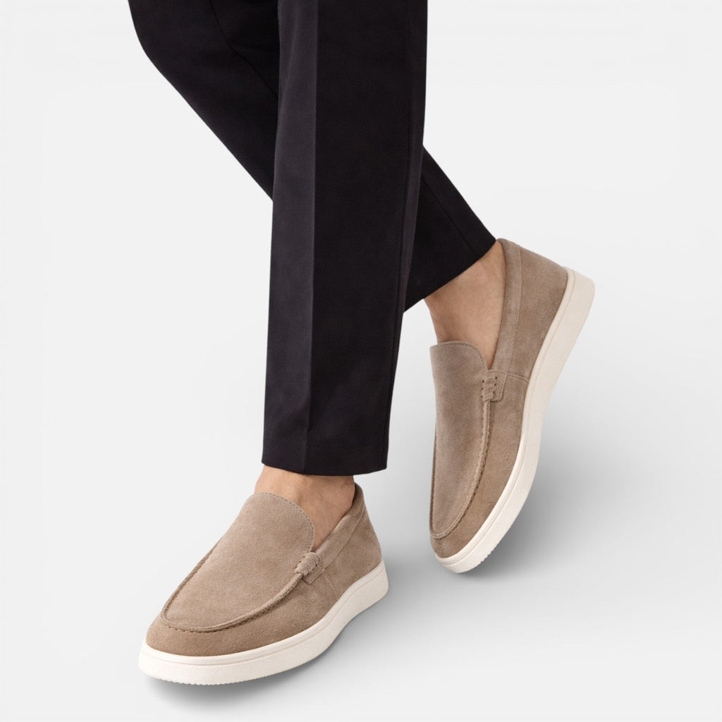 Men's Suede Loafers Slip-On Lightweight Casual Shoes Brown Comfort