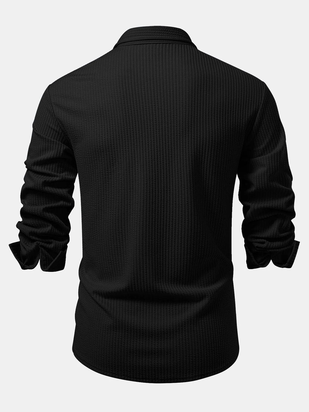 Muscle Fit Men's Ribbed Stretch Shirt with Button Closure 7