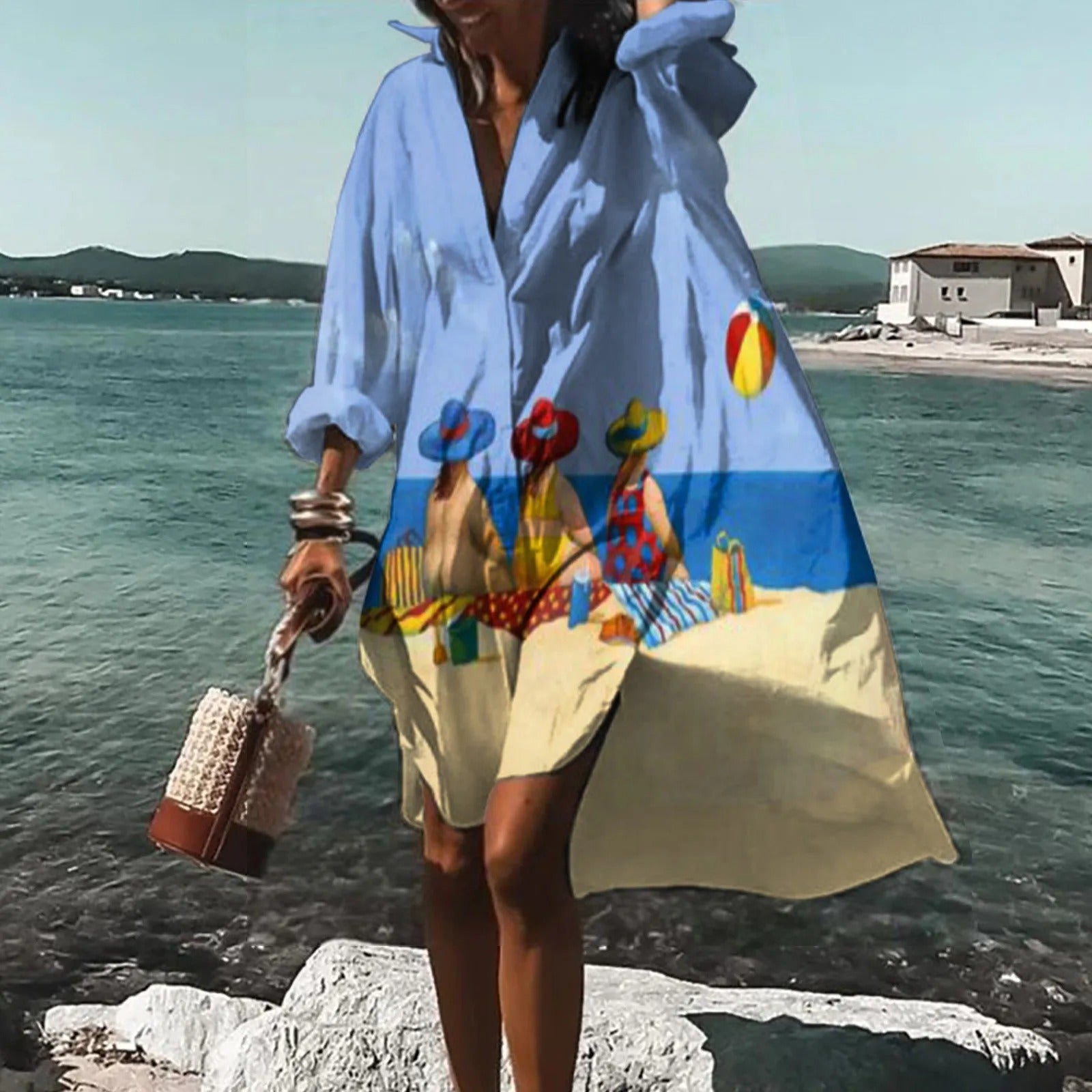 Sanne | Women's Casual Printed Midi Dress - Summer Dress