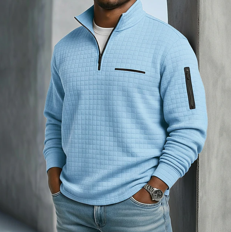 Fenwick | Waffle-Knit Quarter-Zip Pullover