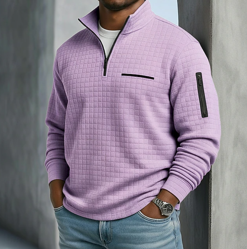 Fenwick | Waffle-Knit Quarter-Zip Pullover