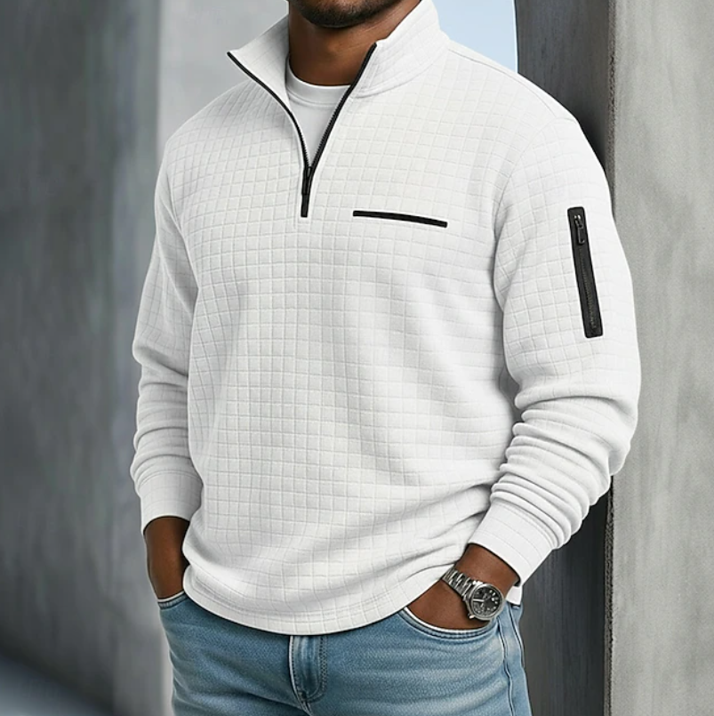 Fenwick | Waffle-Knit Quarter-Zip Pullover