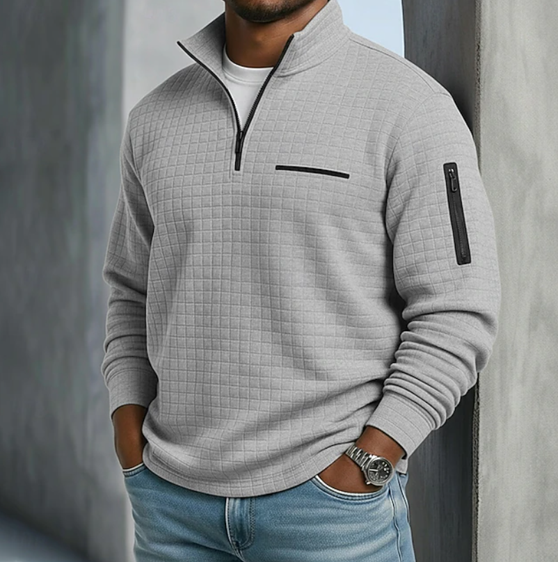 Fenwick | Waffle-Knit Quarter-Zip Pullover