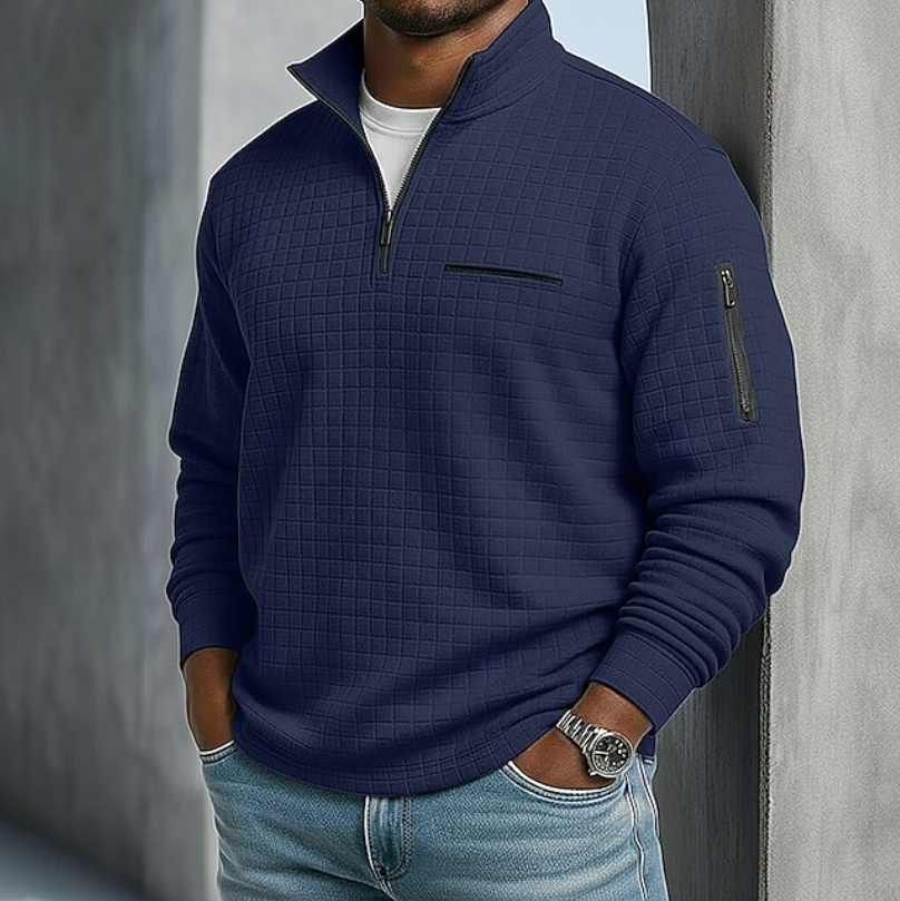 Fenwick | Waffle-Knit Quarter-Zip Pullover