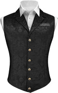 Slim-Fit Men's Printed Waistcoat with Notched Lapels and Decorative Buttons 0