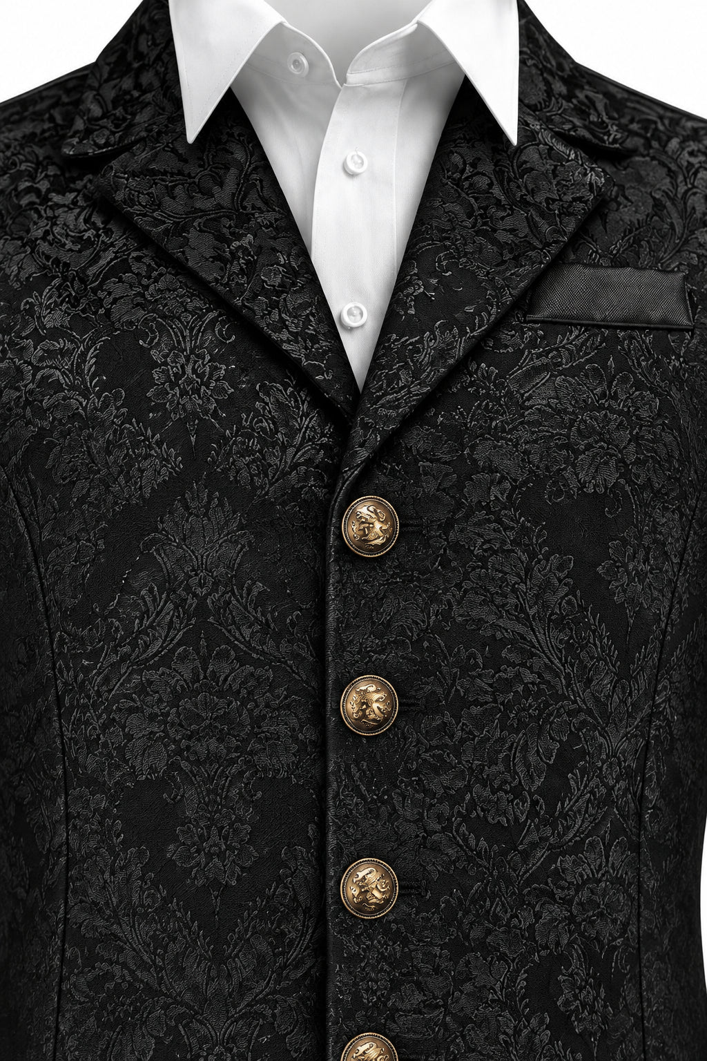 Slim-Fit Men's Printed Waistcoat with Notched Lapels and Decorative Buttons 1