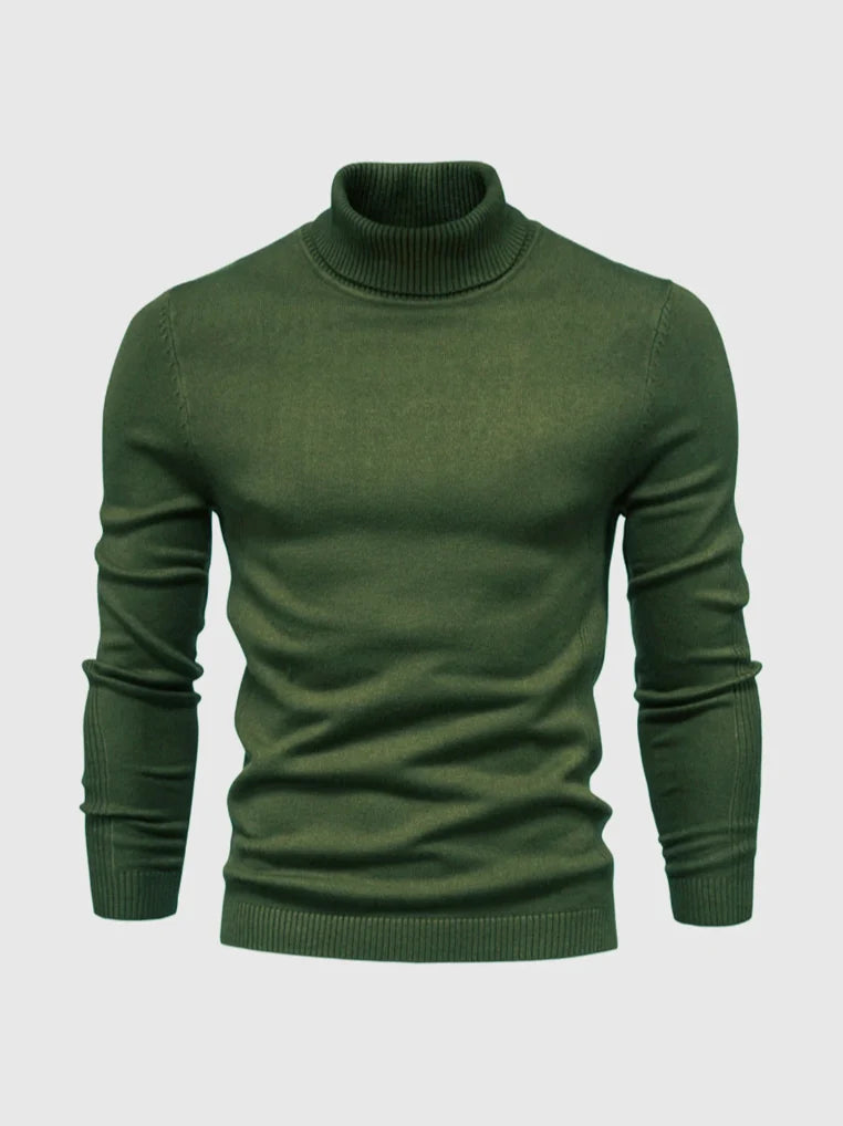 Slim Fit Fine-Knit Turtleneck Sweater for Men 0