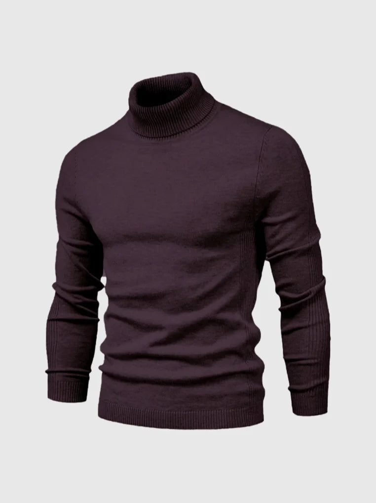 Slim Fit Fine-Knit Turtleneck Sweater for Men 1