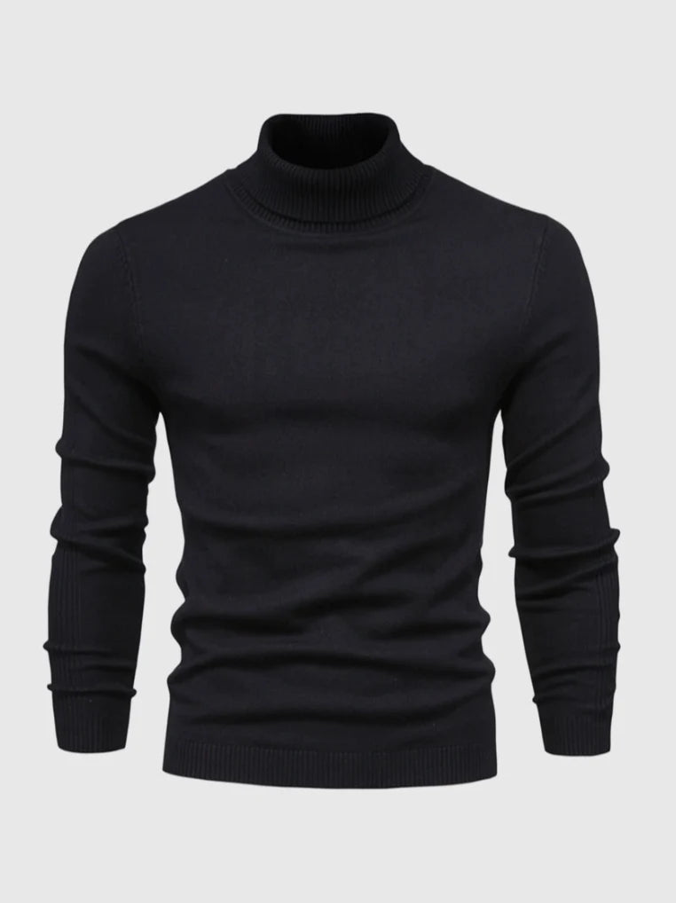 Slim Fit Fine-Knit Turtleneck Sweater for Men 2