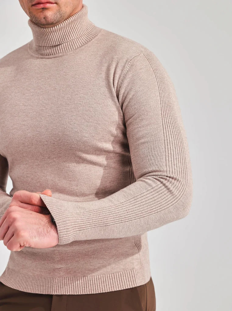 Slim Fit Fine-Knit Turtleneck Sweater for Men 8