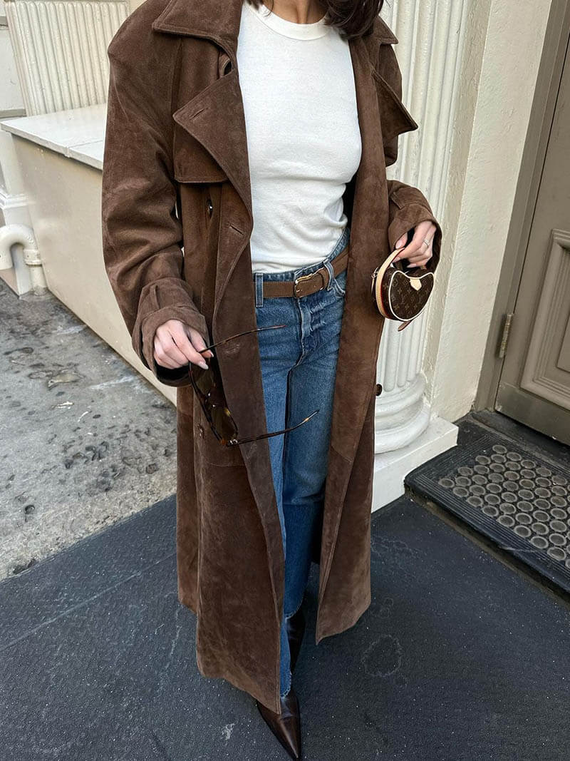Freja™ | Faux-Suede Trench Coat