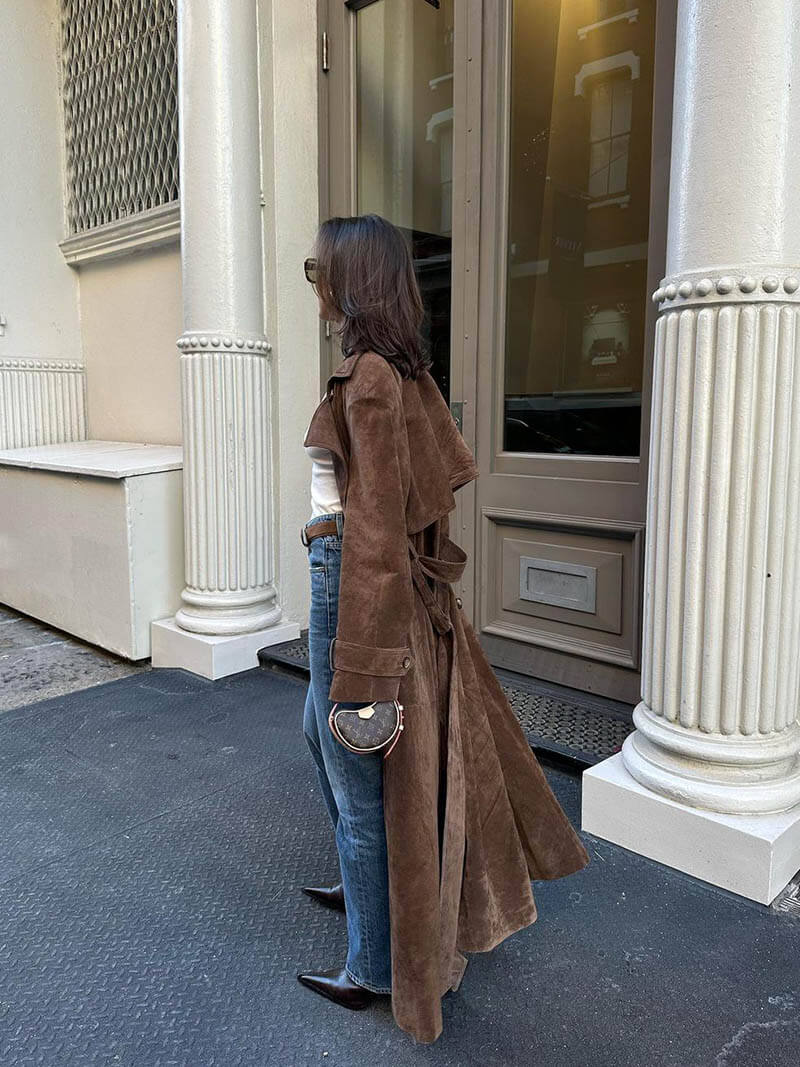 Freja™ | Faux-Suede Trench Coat