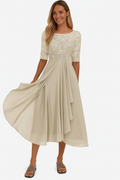 Sophie | Women's A-Line Midi Dress with Lace Details for Summer Outings
