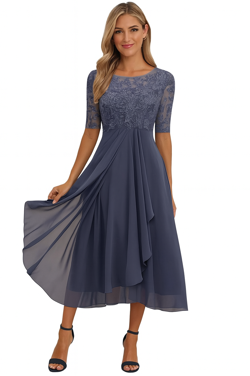 Sophie | Women's A-Line Midi Dress with Lace Details for Summer Outings