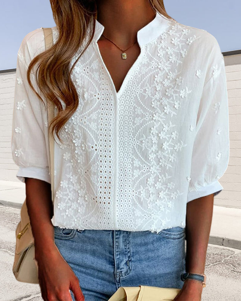 Emma | Women's V-Neck Short Sleeve Blouse for Summer