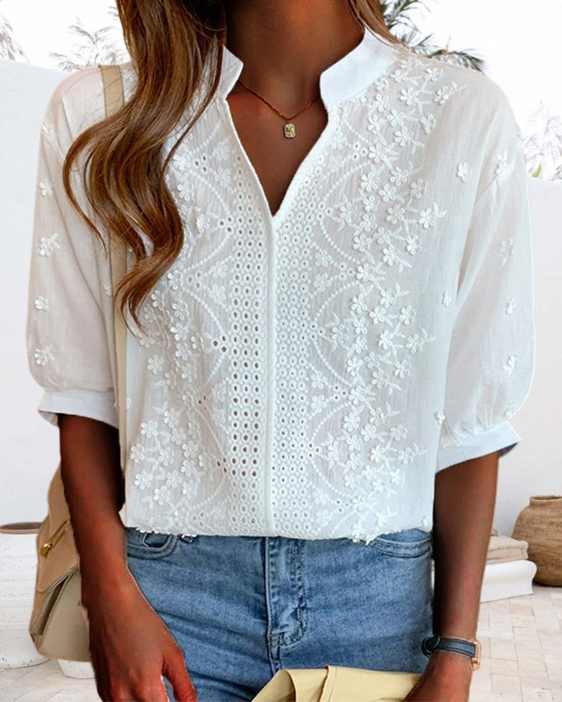 Emma | Women's V-Neck Short Sleeve Blouse for Summer