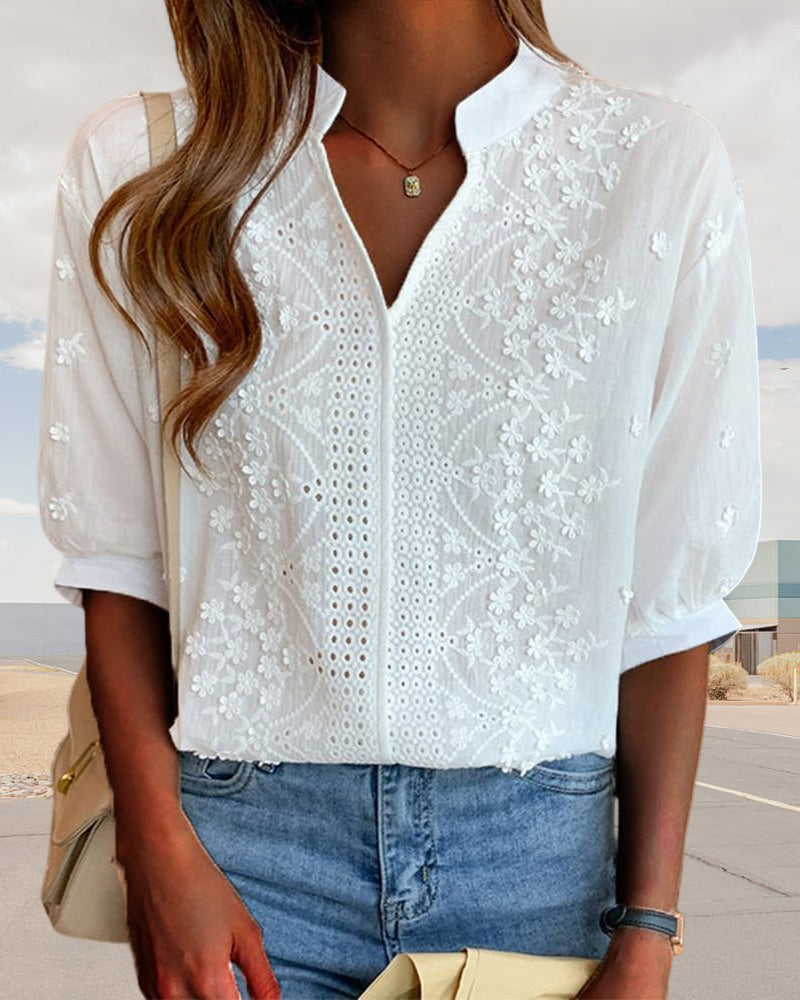 Emma | Women's V-Neck Short Sleeve Blouse for Summer