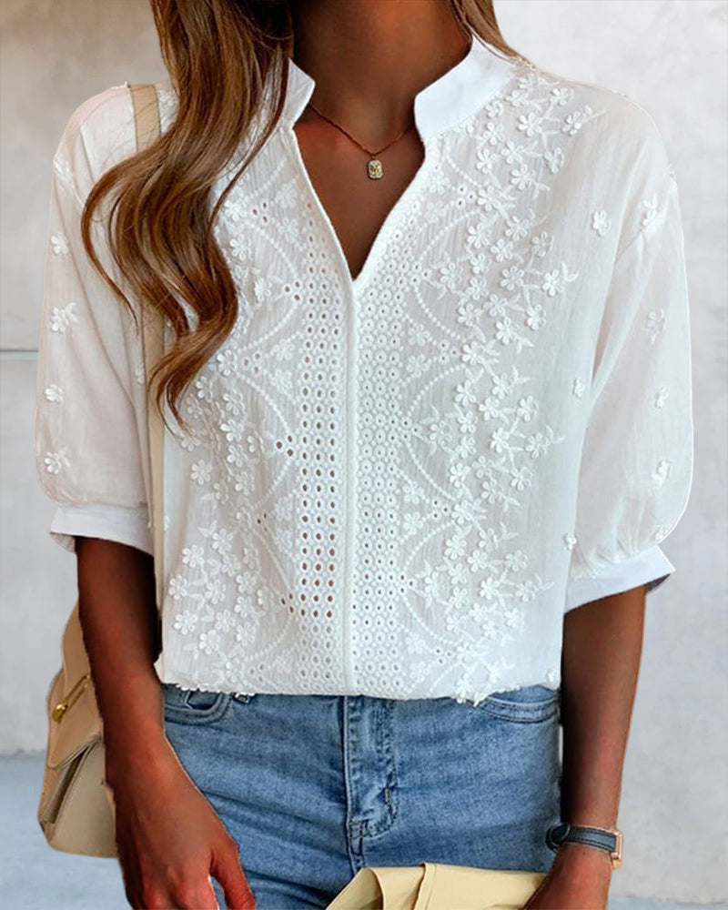 Emma | Women's V-Neck Short Sleeve Blouse for Summer