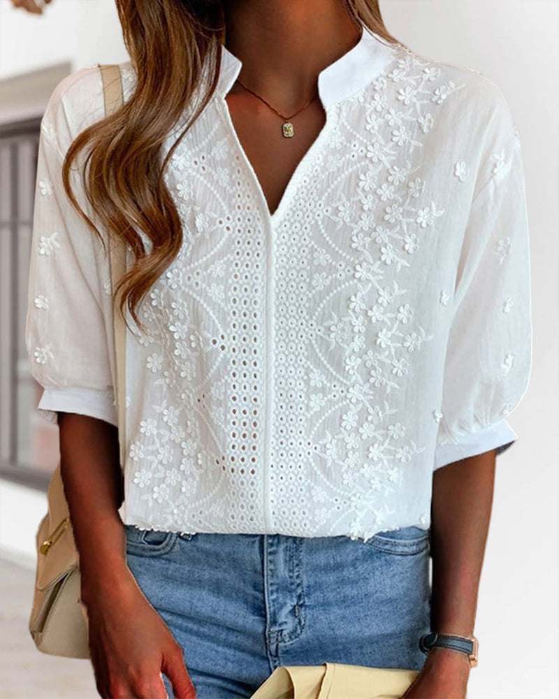 Emma | Women's V-Neck Short Sleeve Blouse for Summer