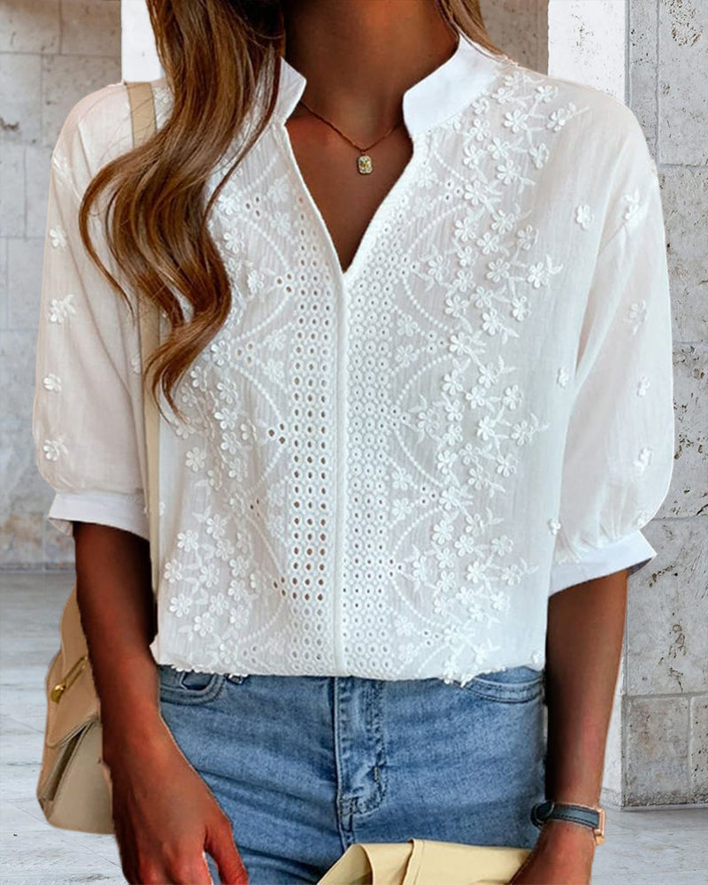 Emma | Women's V-Neck Short Sleeve Blouse for Summer