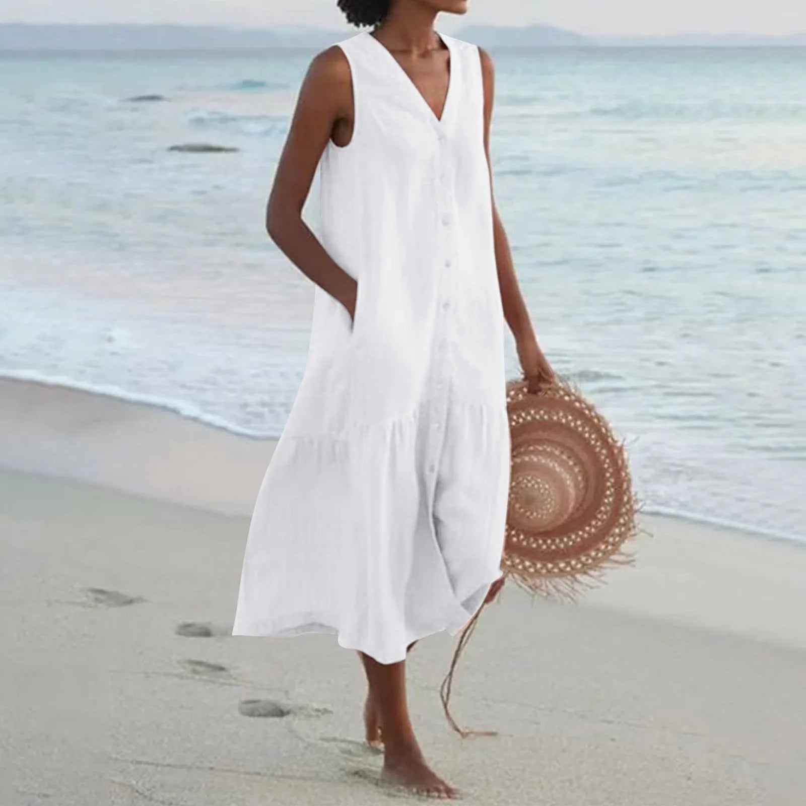 Senna | Women's V-Neck Midi Summer Dress